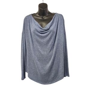 Carmen Marc Valvo Women's Blue Black Long Sleeve Sweater Zipper Accents Size L